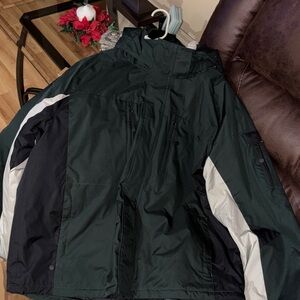 Men's Black and Green Coat